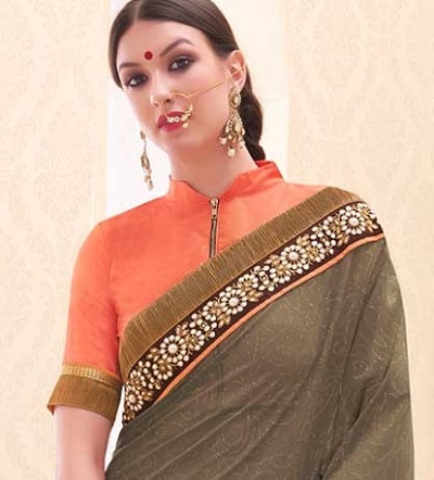 Front Zipper saree blouse design