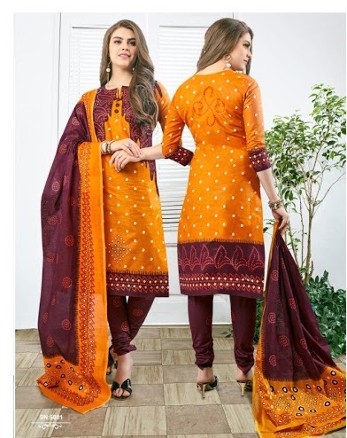 Simple Traditional Bandhej Dress For Ladies