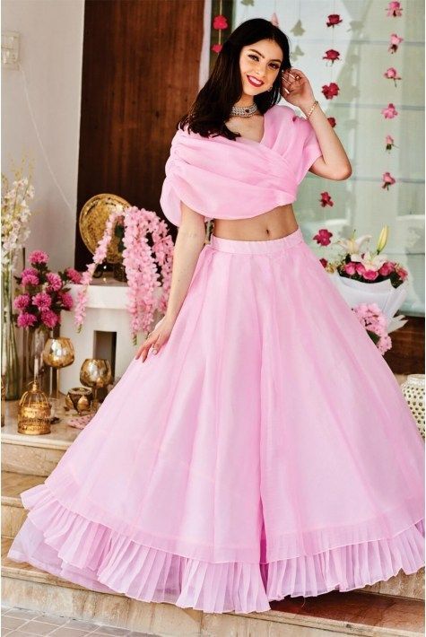 Pink cape style crop top and skirt 